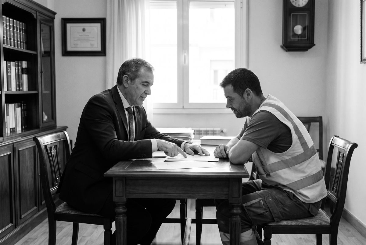 Abogado laboralista asesorando a un trabajador