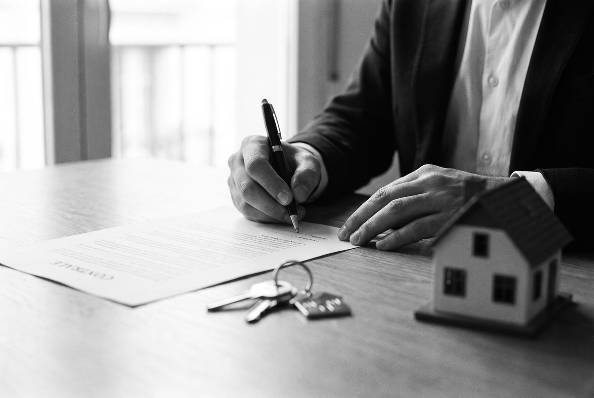 Firma de un contrato de compraventa de vivienda