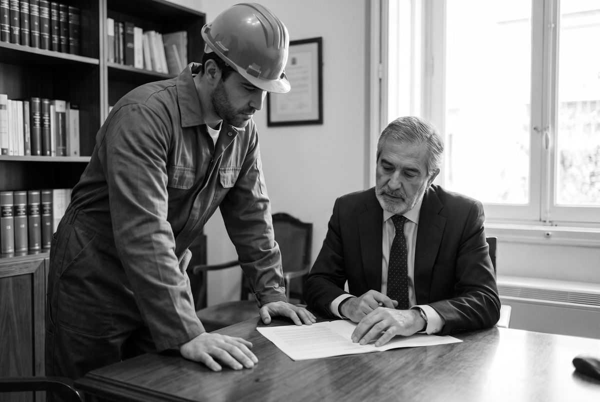 Abogado laboralista reunido con un trabajador