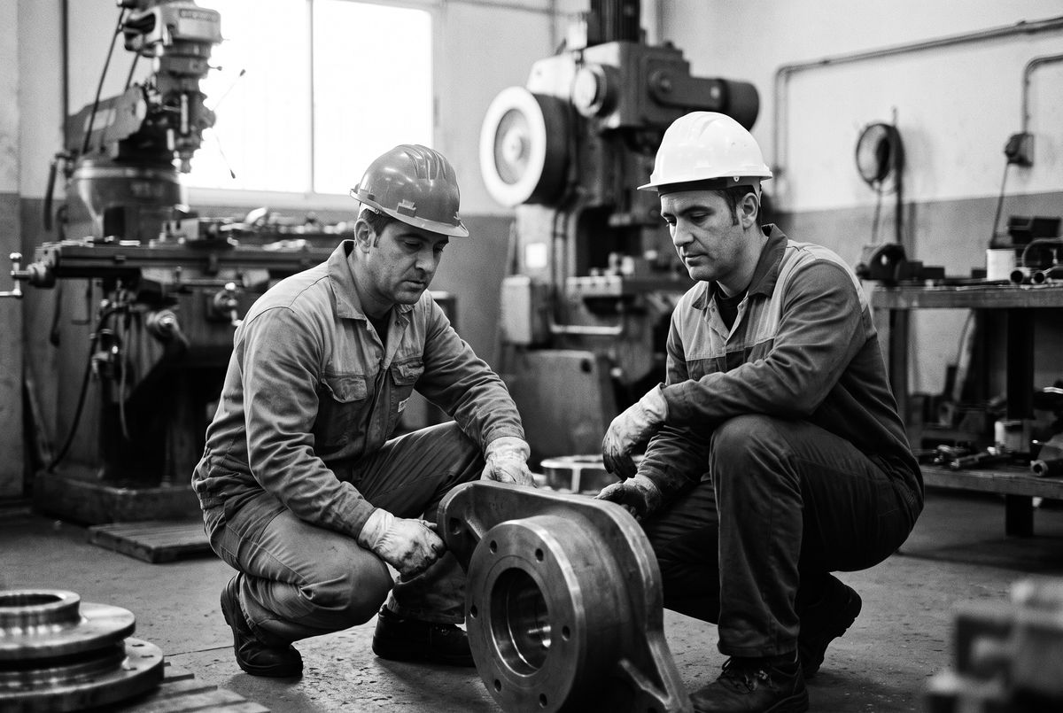 Operarios en un taller industrial